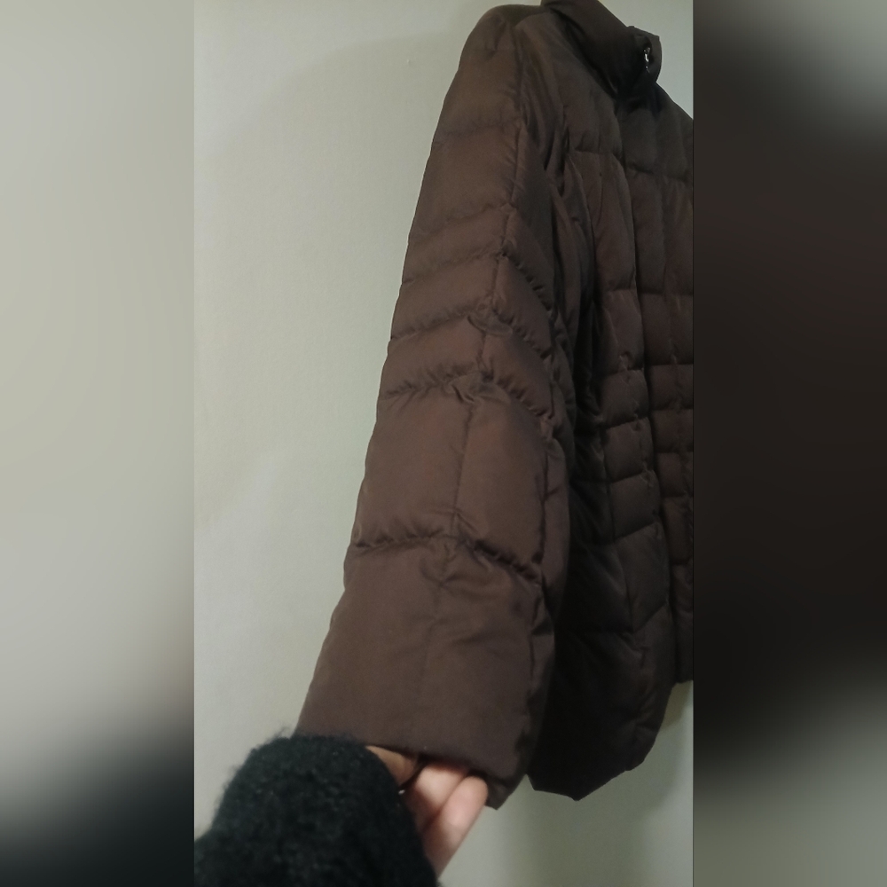Lands' End Women's Dark Brown Quilted Puffer Down Jacket Size Large - Picture 3 of 9